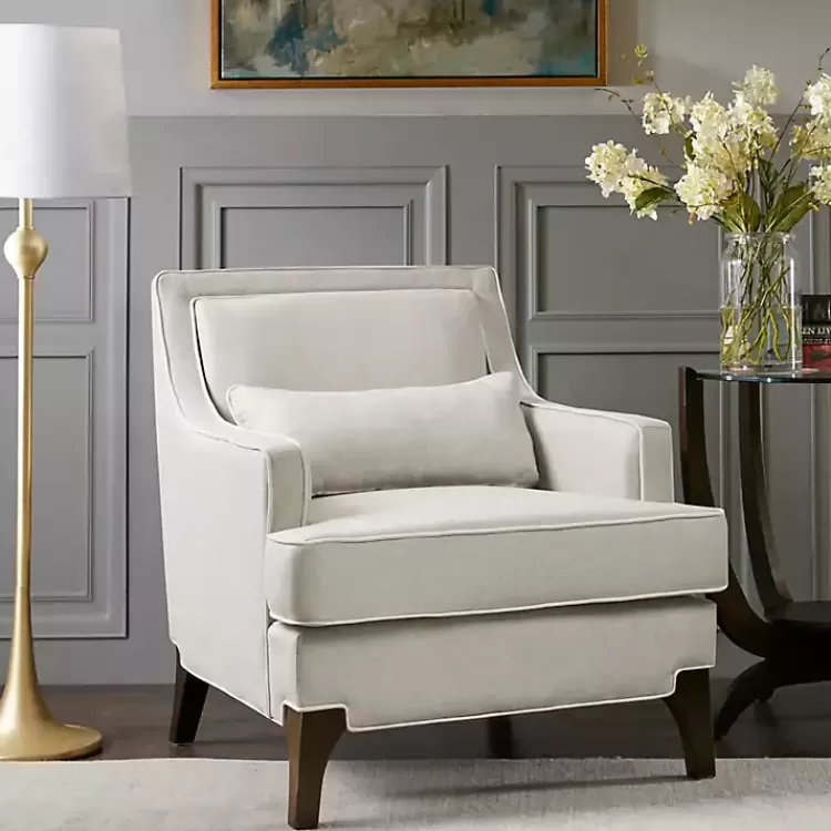 Cream and White Contrast Welting Accent Chair>Kirklands Home Flash Sale