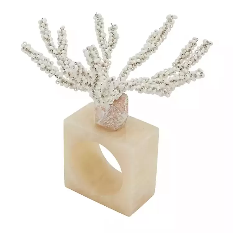 Cream Beaded Coral Napkin Rings, Set of 4>Kirklands Home Best