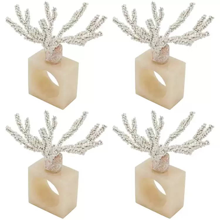 Cream Beaded Coral Napkin Rings, Set of 4>Kirklands Home Best