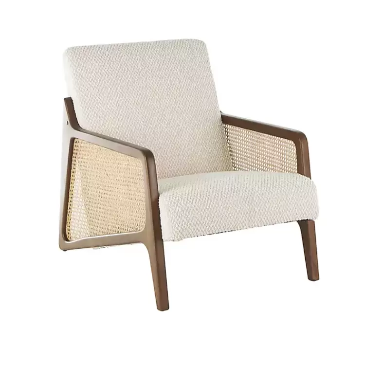 Cream Boucle & Rattan Accent Chair>Kirklands Home Shop