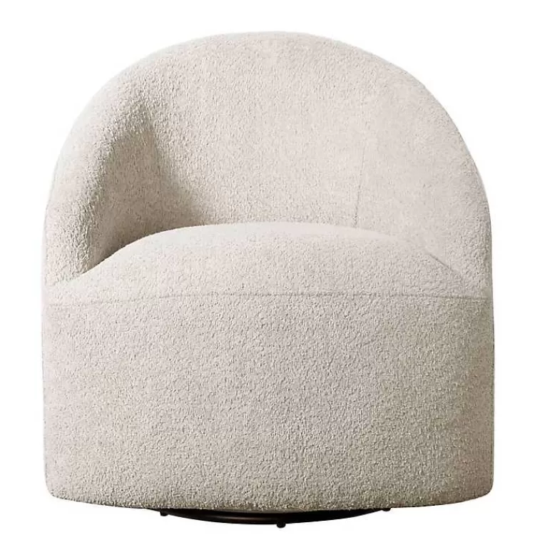 Cream Boucle Barrel Swivel Accent Chair>Kirklands Home Flash Sale
