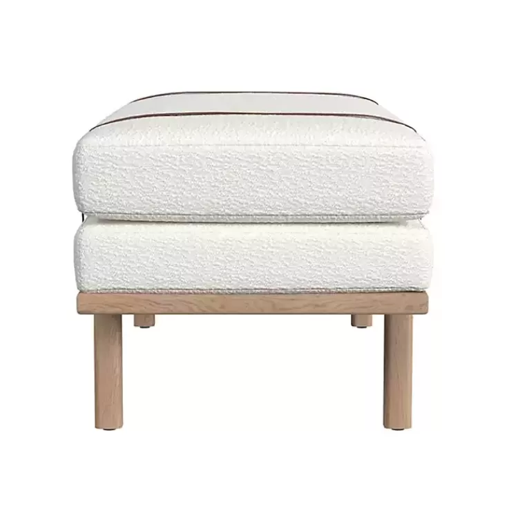 cream_boucle_brown_faux_leather_bench_3.webp Cream Boucle Brown Faux Leather Bench>Kirklands Home New