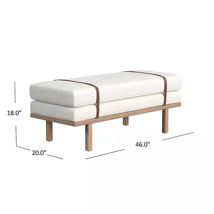 cream_boucle_brown_faux_leather_bench_4.webp Cream Boucle Brown Faux Leather Bench>Kirklands Home New
