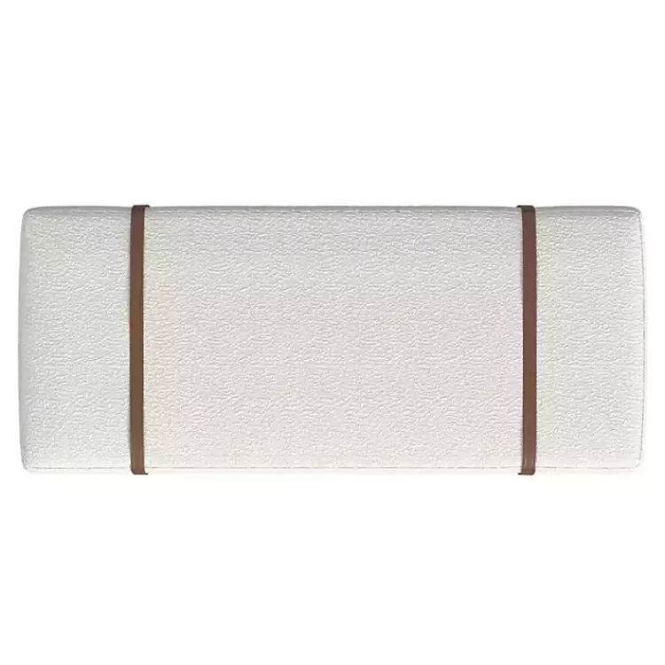 cream_boucle_brown_faux_leather_bench_5.webp Cream Boucle Brown Faux Leather Bench>Kirklands Home New