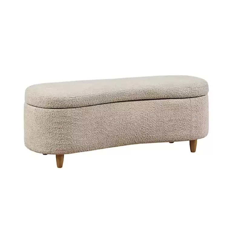 Cream Boucle Flip-Top Storage Bench>Kirklands Home Outlet