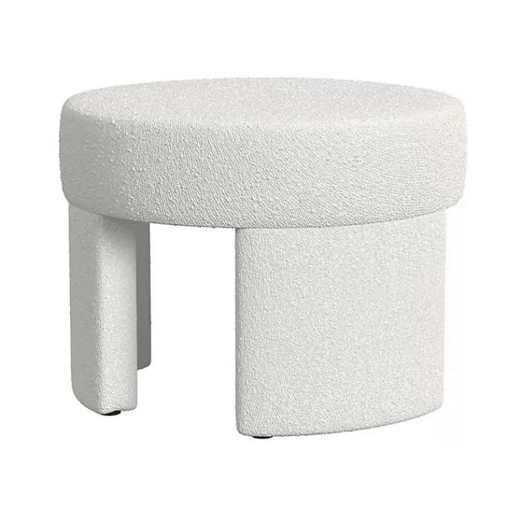 Cream Boucle Round Upholstered Ottoman>Kirklands Home Fashion
