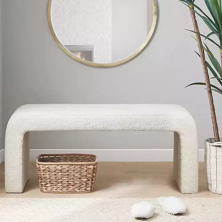 Cream Boucle Waterfall Bench>Kirklands Home Shop