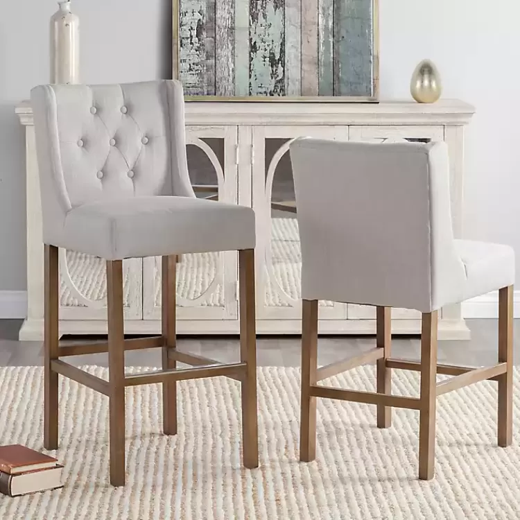 Cream Button Tufted Kia Barstool>Kirklands Home Flash Sale