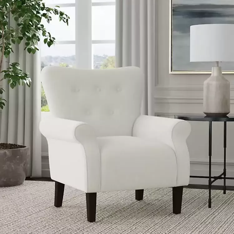 Cream Button-Tufted Rolled Arm Accent Chair>Kirklands Home Cheap
