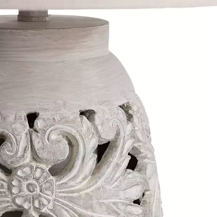 Cream Carved Floral Table Lamp>Kirklands Home Flash Sale