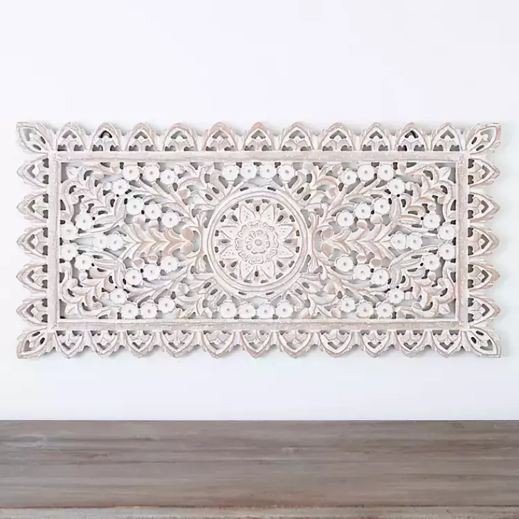 Cream Carved Wooden Wall Plaque>Kirklands Home Fashion