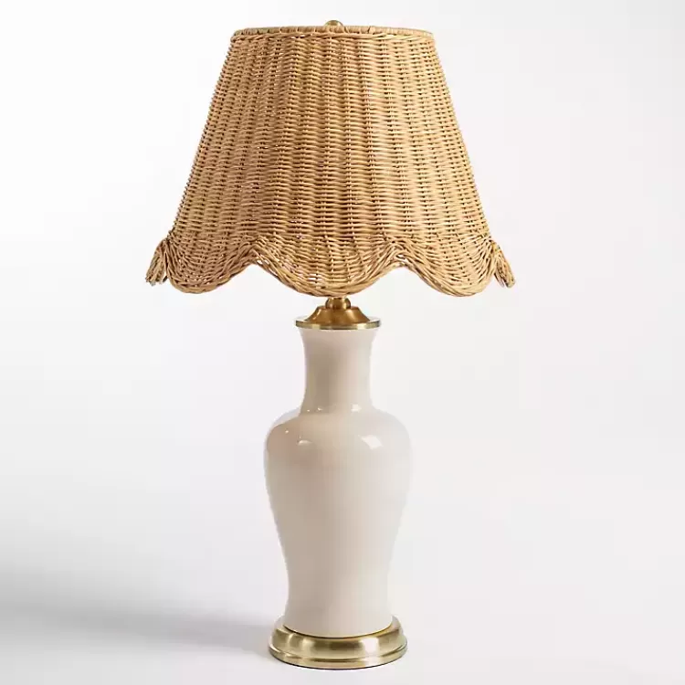 Cream Ceramic Table Lamp With Woven Shade>Kirklands Home Fashion