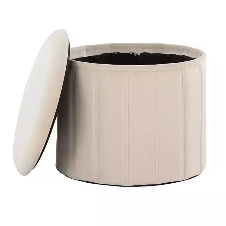 Cream Collapsible Storage Ottoman>Kirklands Home Sale