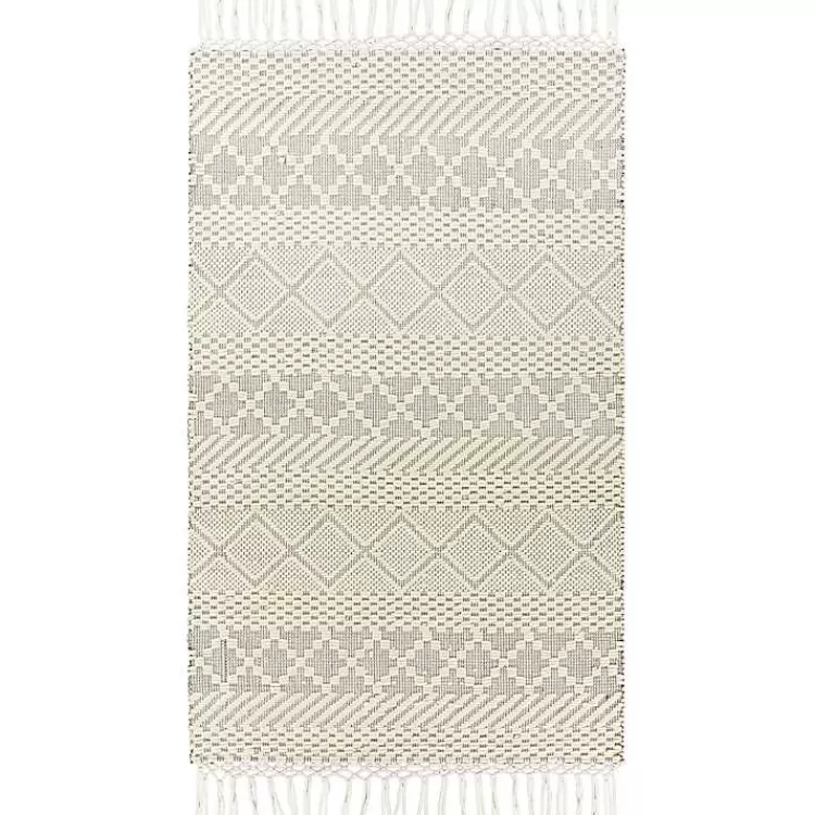 Cream Diamond Tassel Wool Area Rug, 8x10>Kirklands Home Hot