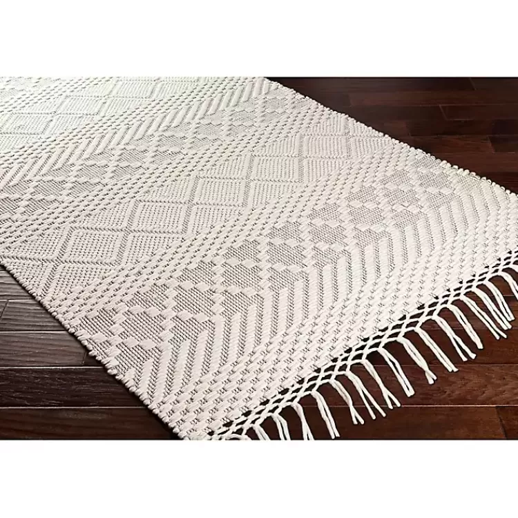 Cream Diamond Tassel Wool Area Rug, 5x7>Kirklands Home Clearance