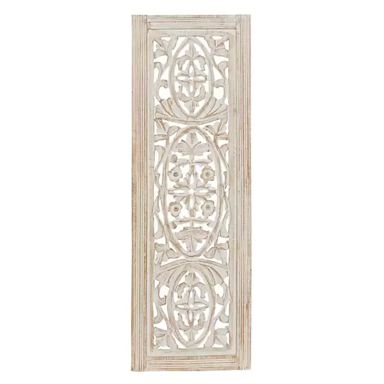 Cream Distressed Carved Floral Wall Plaque>Kirklands Home Cheap