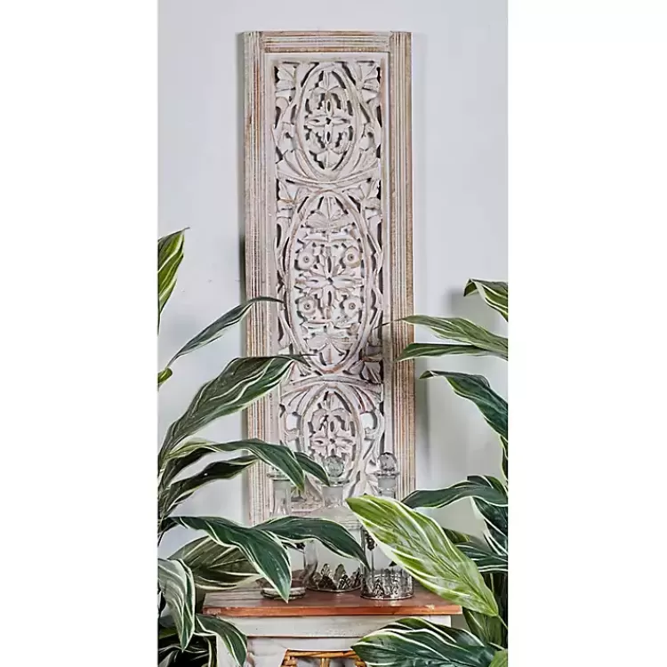 Cream Distressed Carved Floral Wall Plaque>Kirklands Home Cheap