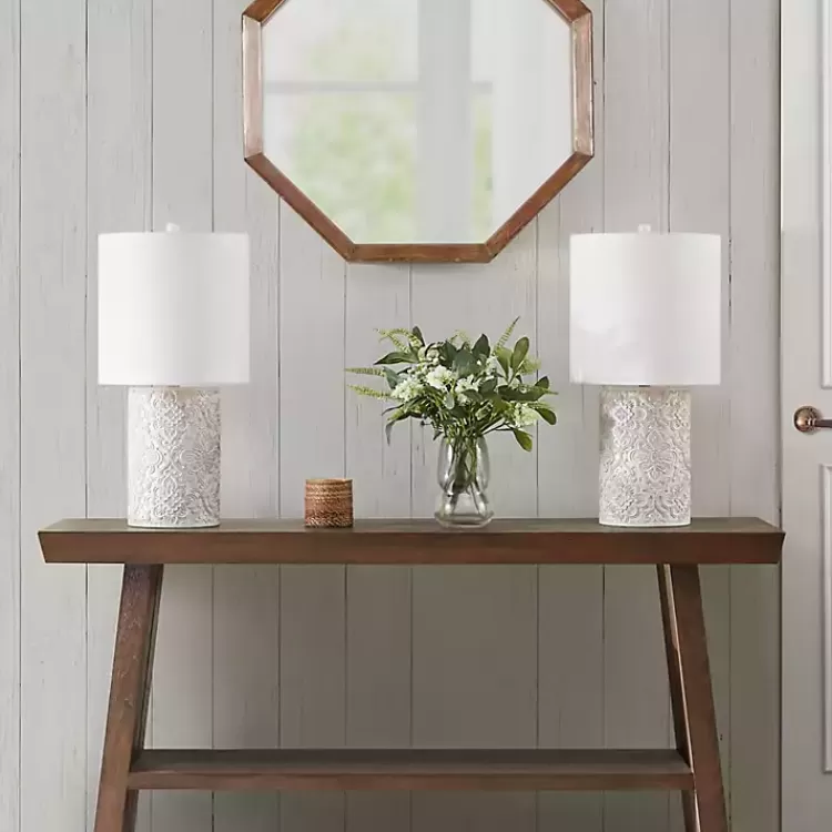 Cream Embossed Floral Table Lamp>Kirklands Home Hot