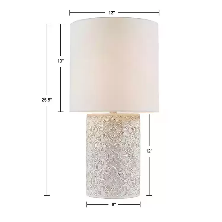 cream_embossed_floral_table_lamp_5.webp Cream Embossed Floral Table Lamp>Kirklands Home Hot