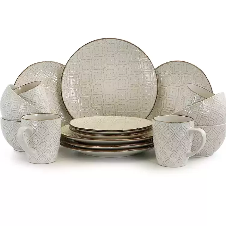 Cream Embossed 16-pc. Dinnerware Set>Kirklands Home Discount