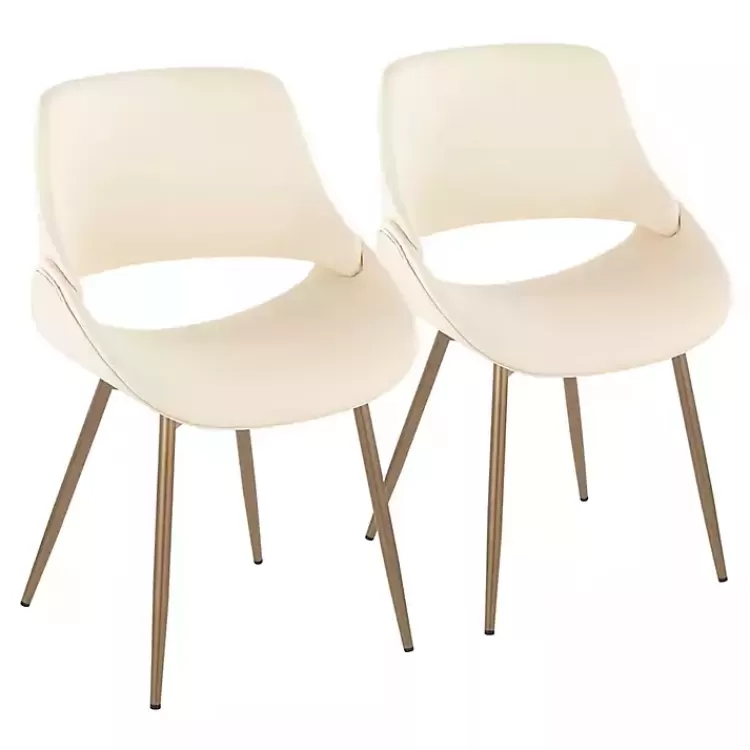 Cream Faux Leather Scooped Accent Chairs, Set of 2>Kirklands Home New
