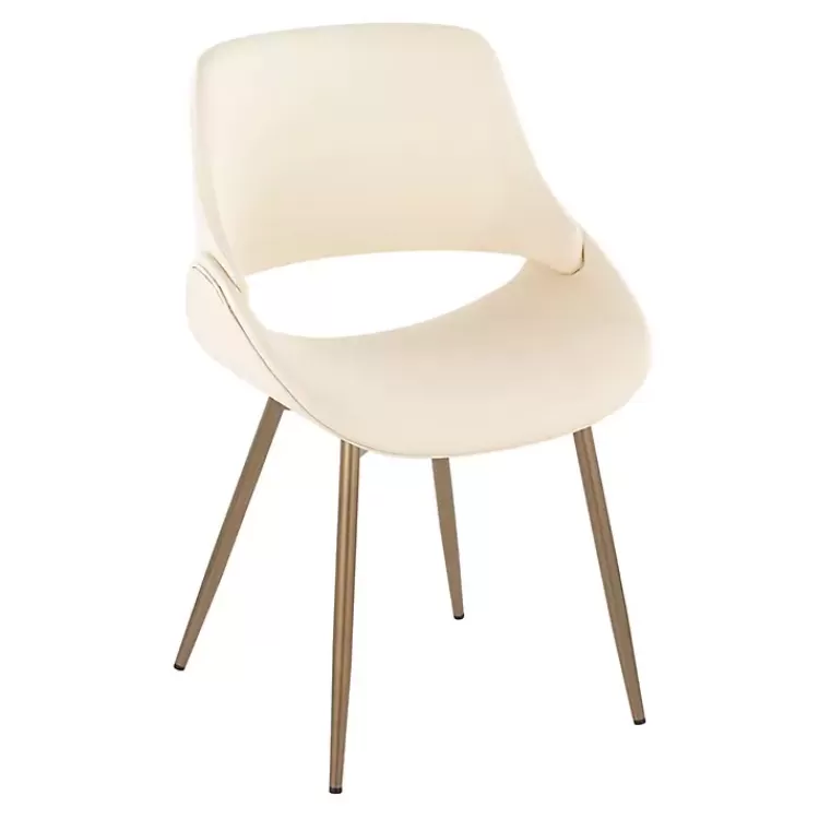 Cream Faux Leather Scooped Accent Chairs, Set of 2>Kirklands Home New