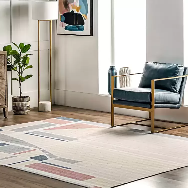 Cream Geometric Shapes Washable Area Rug, 8x10>Kirklands Home Flash Sale