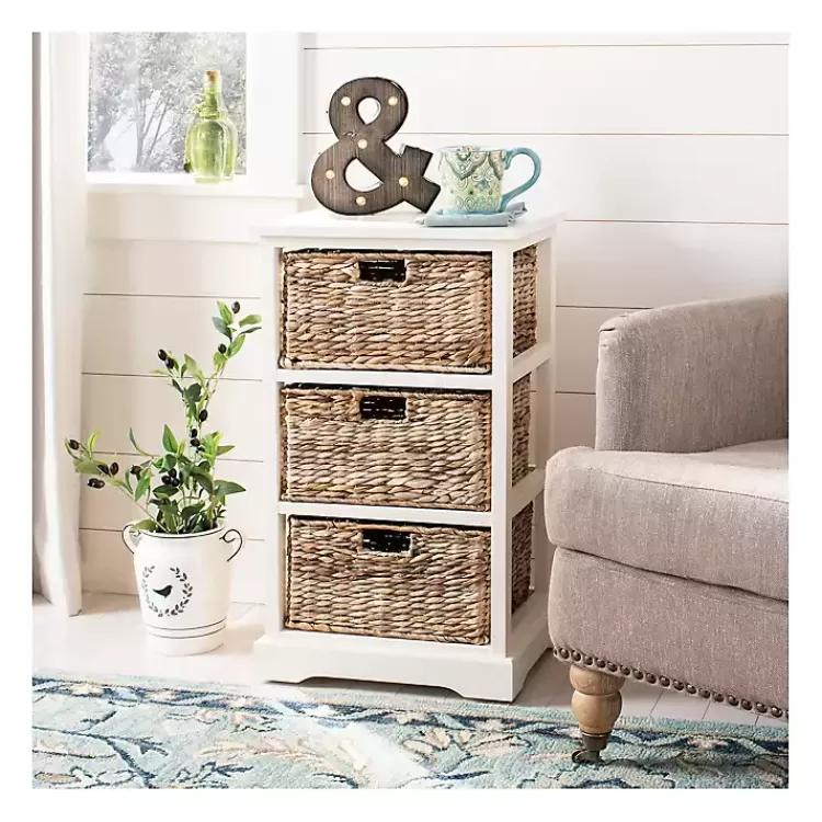 Cream Hailey Wicker Basket Storage Accent Table>Kirklands Home Flash Sale