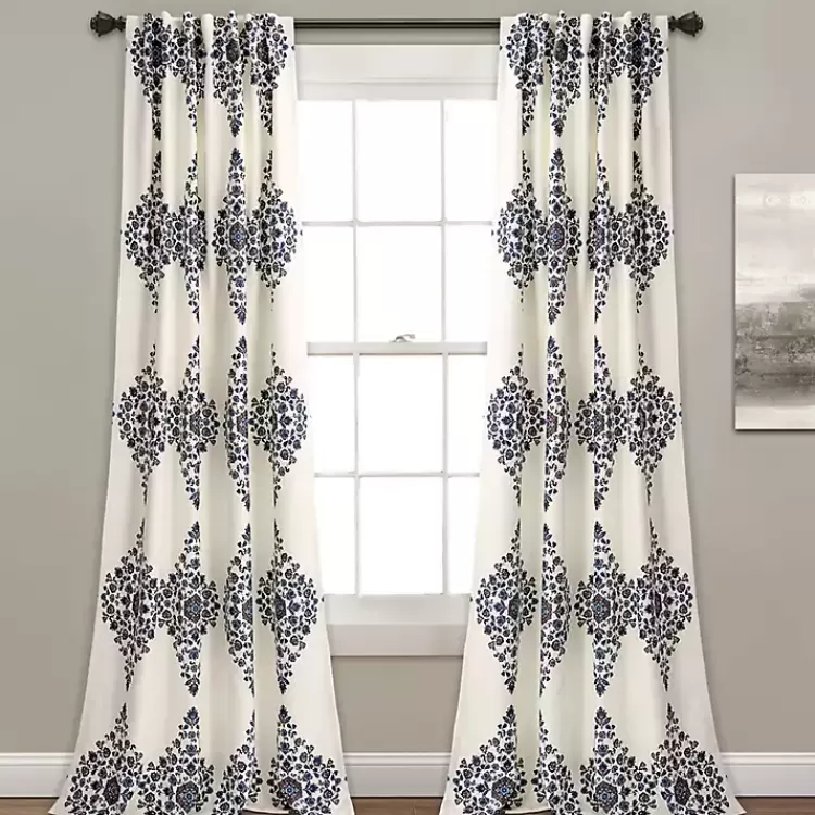 Cream Keya Medallion Curtain Panel Set, 84 in.>Kirklands Home Discount