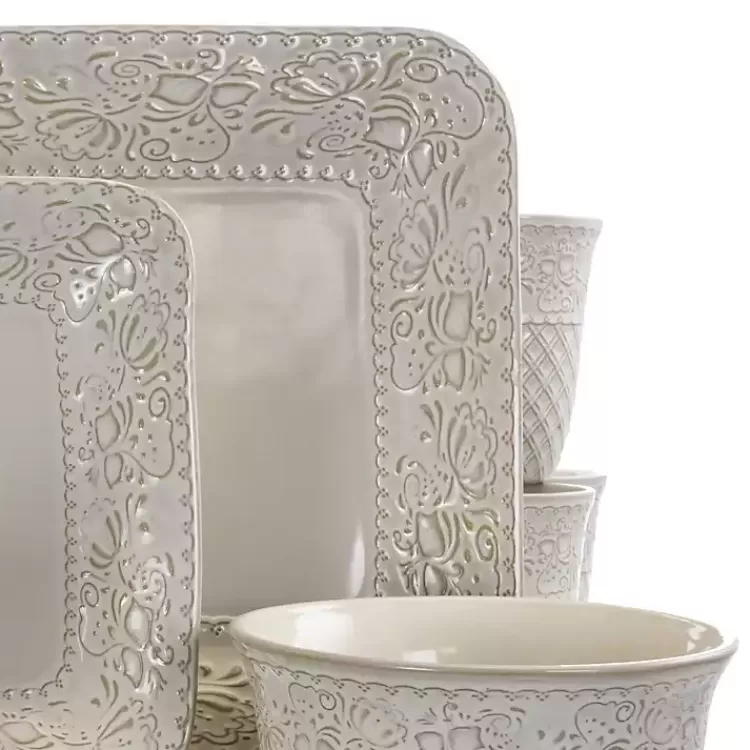 cream_lotus_pattern_pc_square_dinnerware_set_4.webp Cream Lotus Pattern 16-pc. Square Dinnerware Set>Kirklands Home Flash Sale
