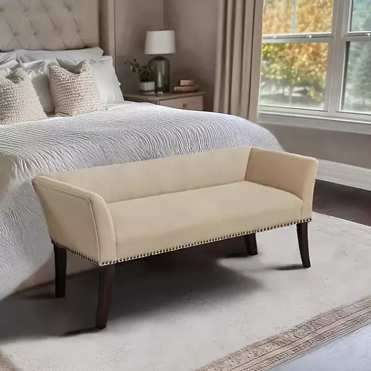 Cream Low Back Flared Arms Bench>Kirklands Home Online