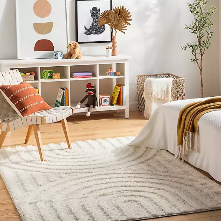 Cream Modern Curve Area Rug, 6x9>Kirklands Home Online