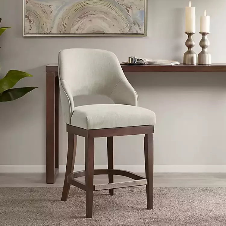 Cream Open Back Swivel Base Counter Stool>Kirklands Home Shop