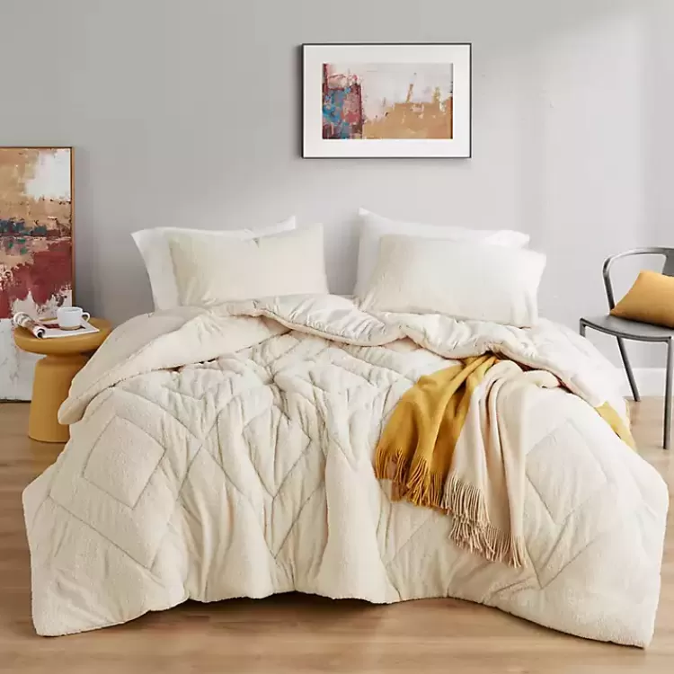 Cream Quilted Teddy 2-pc. Twin Comforter Set>Kirklands Home Best Sale