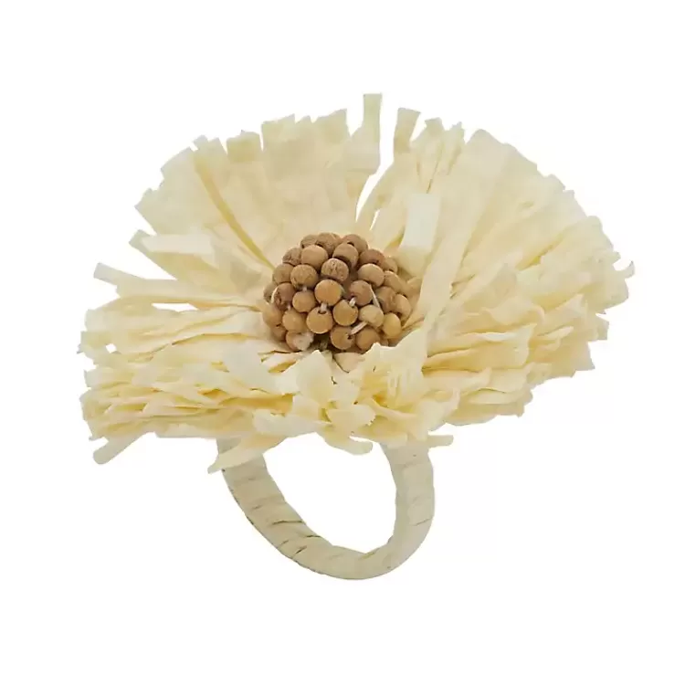 Cream Raffia Flower Napkin Rings, Set of 4>Kirklands Home Hot