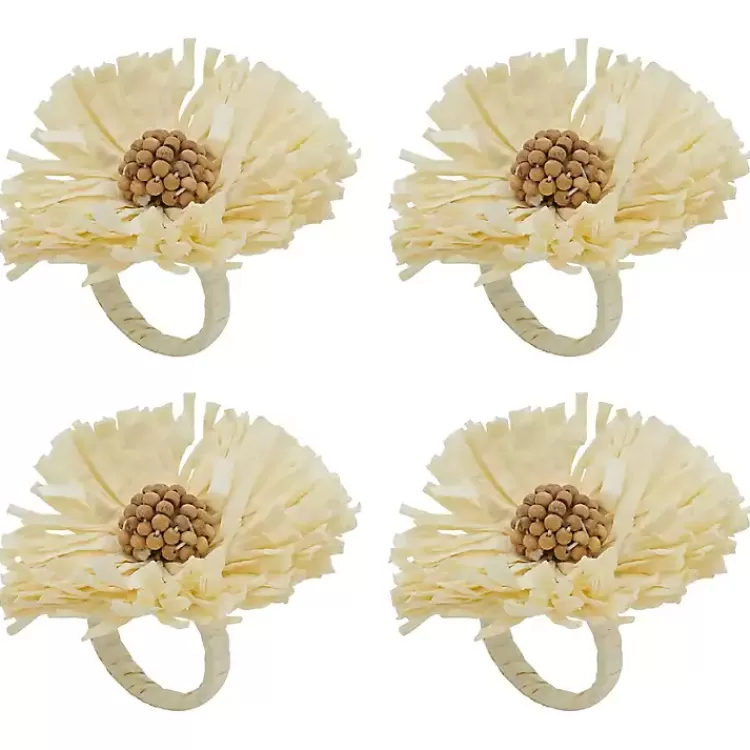 Cream Raffia Flower Napkin Rings, Set of 4>Kirklands Home Hot