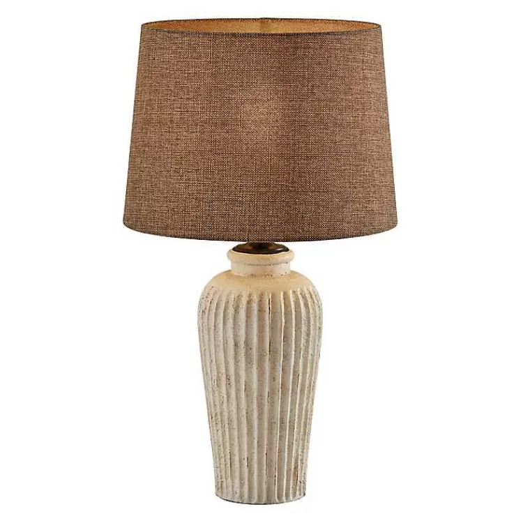 Cream Ribbed Ceramic Shade Table Lamp>Kirklands Home Best