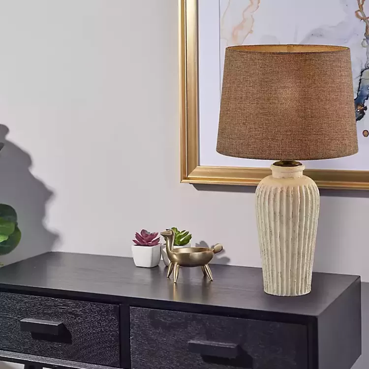 cream_ribbed_ceramic_brown_shade_table_lamp_4.webp Cream Ribbed Ceramic Shade Table Lamp>Kirklands Home Best