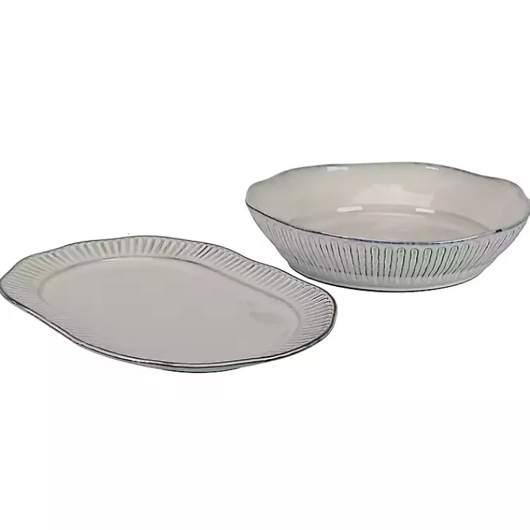 Cream Scalloped Clay 2-pc. Serveware Set>Kirklands Home Fashion
