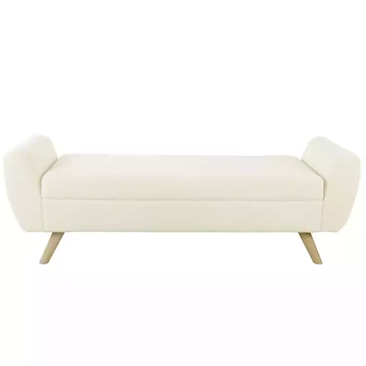 Cream Sherpa and Wood Storage Bench>Kirklands Home Flash Sale