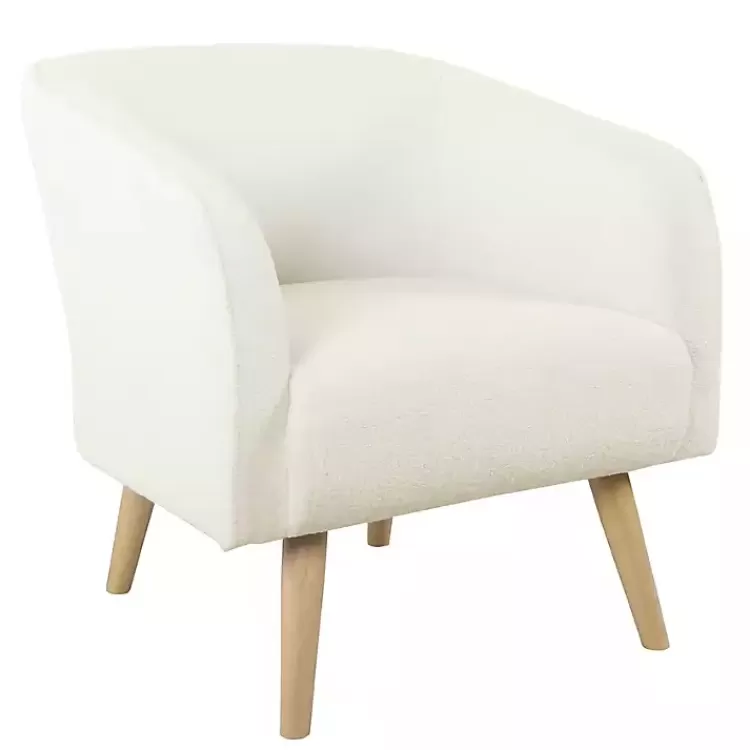 Cream Sherpa Upholstered Barrel Accent Chair>Kirklands Home Online