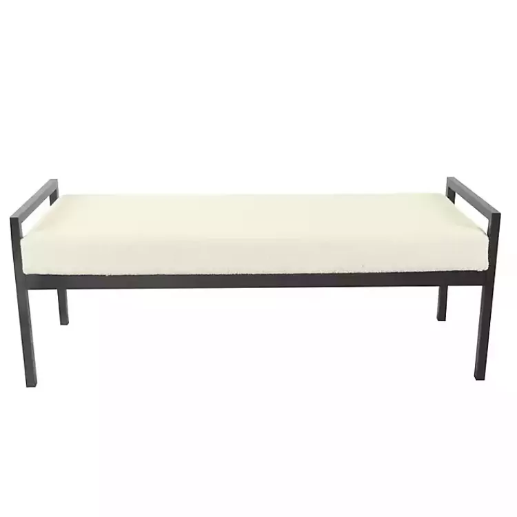 Cream Sherpa Upholstered Metal Bench>Kirklands Home Flash Sale