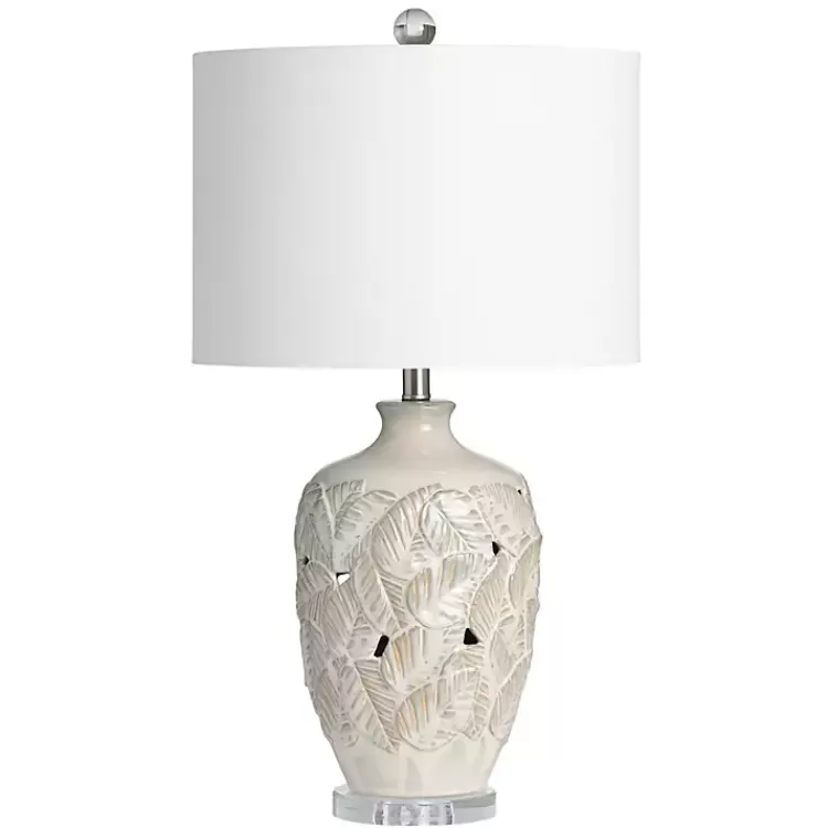 Cream Silver Ceramic Leaf Cutout Table Lamp>Kirklands Home Flash Sale