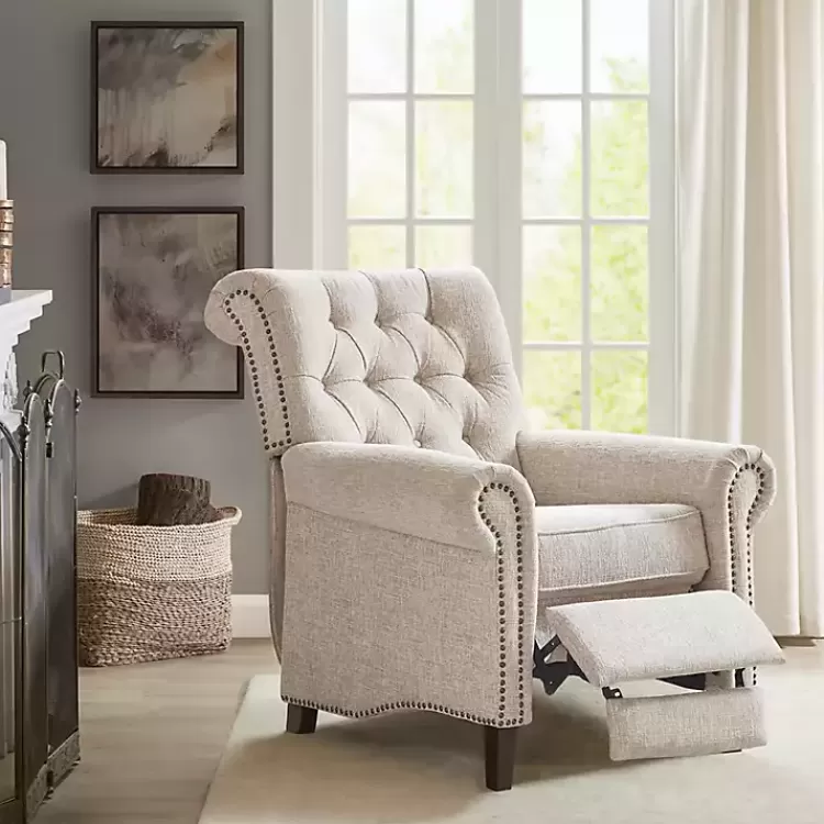 Cream Tufted Back Nailhead Trim Recliner Armchair>Kirklands Home Best