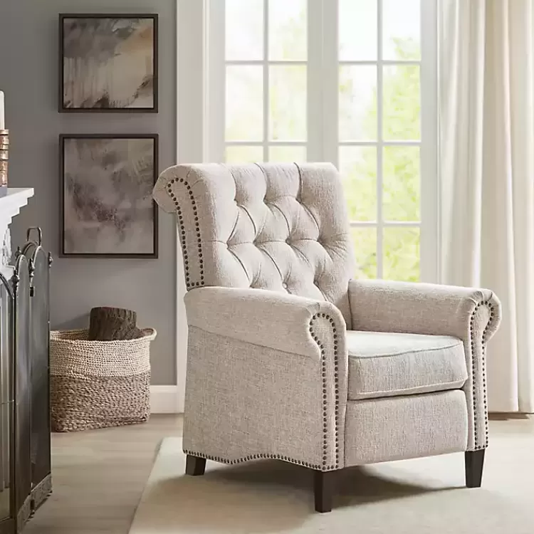 cream_tufted_back_nailhead_trim_recliner_armchair_7.webp Cream Tufted Back Nailhead Trim Recliner Armchair>Kirklands Home Best