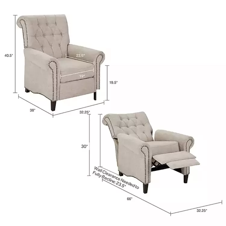 cream_tufted_back_nailhead_trim_recliner_armchair_8.webp Cream Tufted Back Nailhead Trim Recliner Armchair>Kirklands Home Best