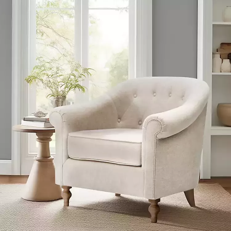 Cream Tufted Farmhouse Accent Chair>Kirklands Home Clearance