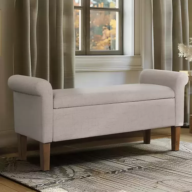 Cream Upholstered Aubrey Storage Bench>Kirklands Home Hot