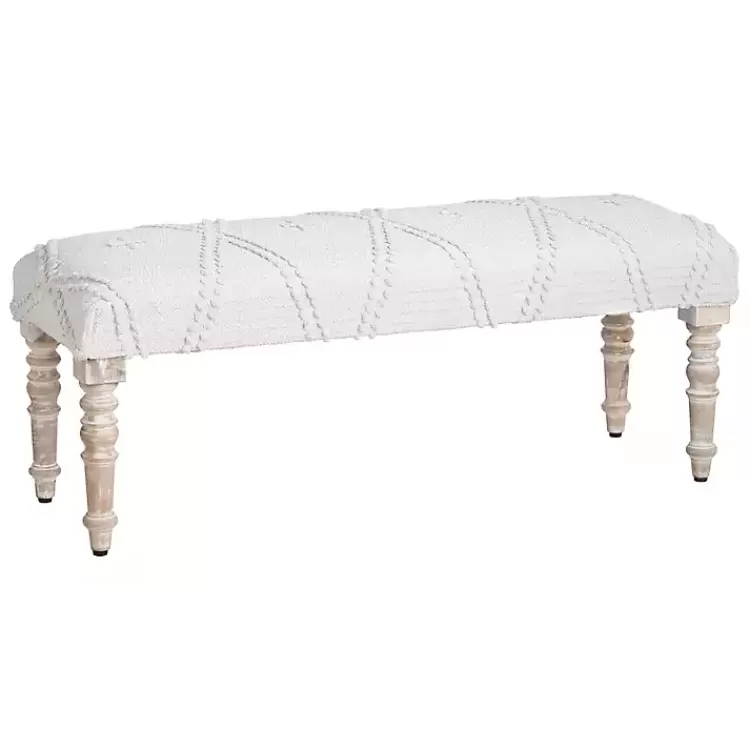 Cream Upholstered Spindle Leg Bench>Kirklands Home Discount