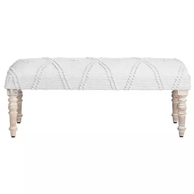 Cream Upholstered Spindle Leg Bench>Kirklands Home Discount